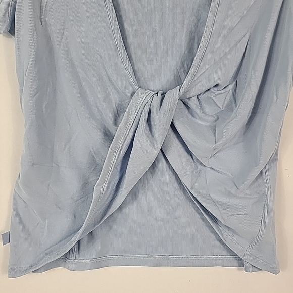 NWT Lululemon Women's Twist-Back Soft Ribbed Short Sleeve Top Blue Linen Sz 10 - Picture 7 of 8